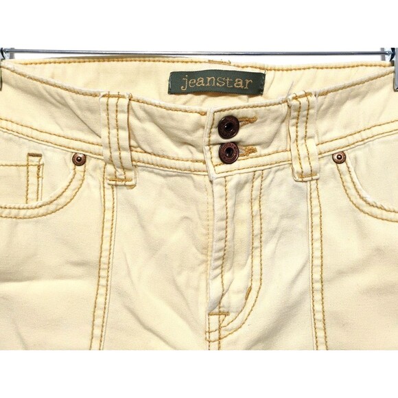 Womens Yellow Cargo Capri Pants Size Medium 6 Pocket Utility Button Zip Outdoor - Picture 6 of 8